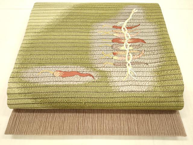 平和屋着物＊夏物　太鼓柄袋帯　成り物　正絹　逸品　DAAX8676cm