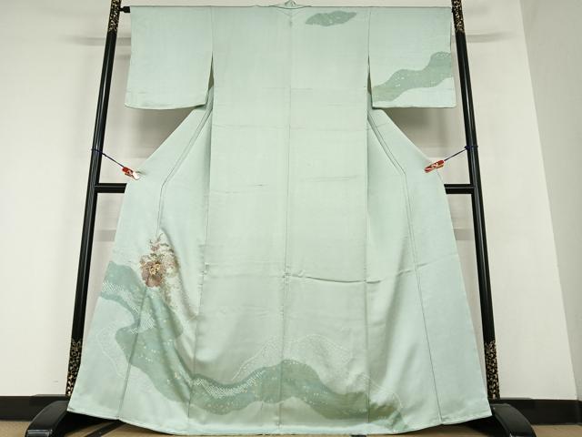 Kimono - 平和屋着物●訪問着　駒刺繍　絞り　梅松花文　金彩　松坂屋扱い　正絹　逸品　AABC0068zg