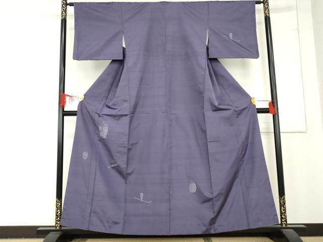 平和屋着物●京の名門・菱屋六右ェ門 紬 訪問着 茶器 仕覆文 金糸 正絹 逸品 AABD5043cs