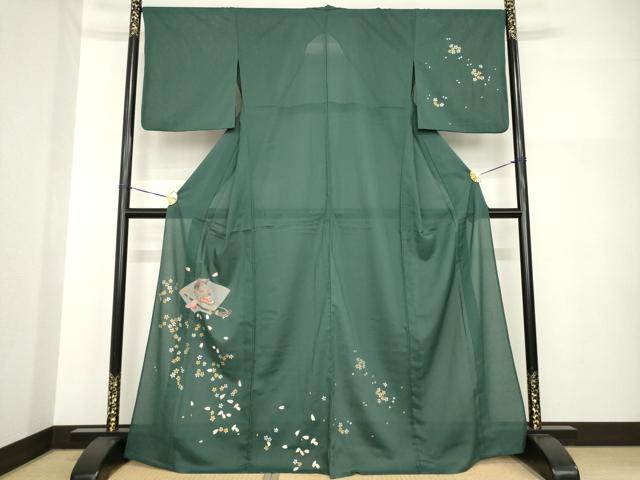 Kimono - 平和屋着物＊夏物　訪問着　絽　地紙花文　般若　金銀彩　洗える着物　AABH1929ck