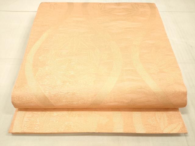 平和屋着物＊夏物　織物一筋名門　織悦　全通柄　本袋帯　草葉文　金糸　正絹　逸品　DAAW4184cm