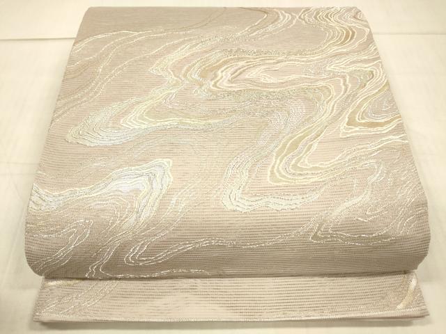 平和屋着物＊夏物　六通柄袋帯　玉すだれ　流水文　銀糸　正絹　逸品　DAAX0036cm