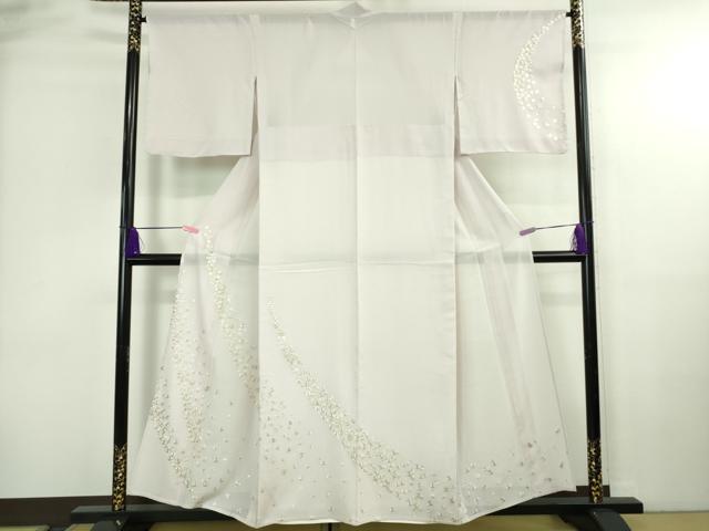 平和屋本店＊極上　夏物　訪問着　総手刺繍　絽　舞花文　淡紅藤色地　金糸　逸品　DZAB4019kh6