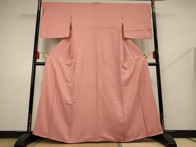 平和屋着物■上質な色無地 作家物 紋意匠 曙色 正絹 逸品 AAAQ4181jd