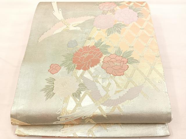 Rakuten - 平和屋着物◎佐賀錦 六通柄袋帯 籬花鳥文 金糸 正絹 逸品 BAAU4111mz