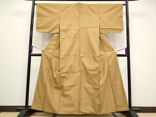 平和屋本店■極上　山下八百子　本場黄八丈　市松綾織　紬　逸品　CYAA3184s5