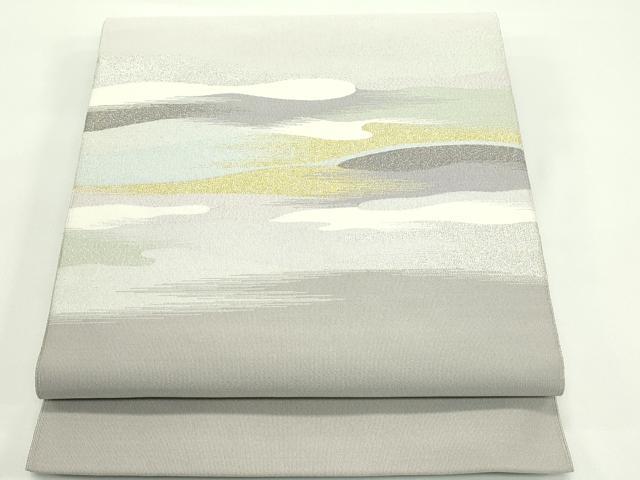 平和屋本店■極上　西陣　小川英謹製　爪掻き本綴れ　八寸名古屋帯　霞文　金銀糸　逸品　CZAA4378s5