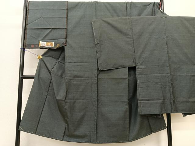平和屋着物●男性 本場大島紬 アンサンブル 100亀甲 羽裏:鷹 証紙付き 正絹 逸品 BAAQ1526fw