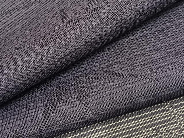 平和屋着物＊夏物 色無地 笹葉紋絽 濃鼠色 洗える着物 AAAX5272fy