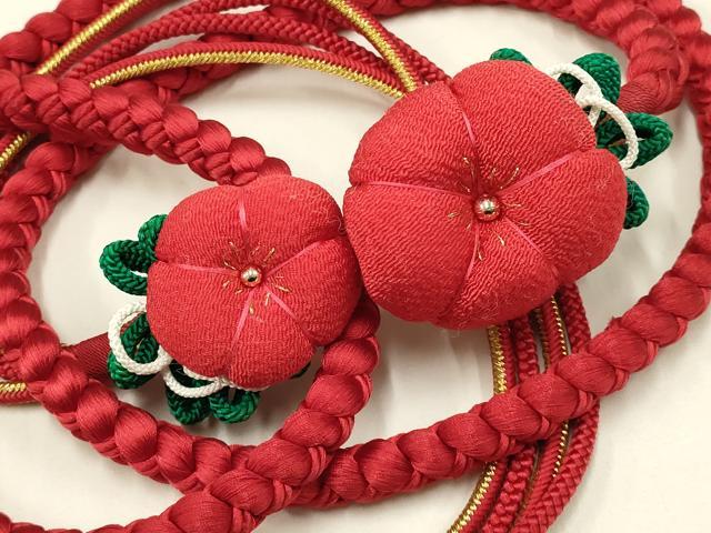 平和屋着物●和装小物　振袖用帯締め　装飾　ちりめん細工　ビーズ　金糸　撚り房　逸品　AAAY2296ay