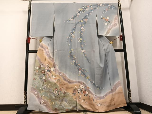 平和屋着物●訪問着　友禅　地紙花文　暈し染め　金彩　正絹　逸品　AABG6500ph