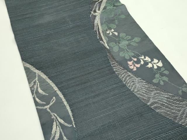平和屋の平和屋着物＊夏物 八寸名古屋帯 草花文 金糸 正絹 逸品 CABH5853rv｜アングル2
