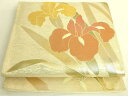 平和屋着物*夏物 六通柄袋帯 草花文 金糸 正絹 逸品 DAAR6744cm