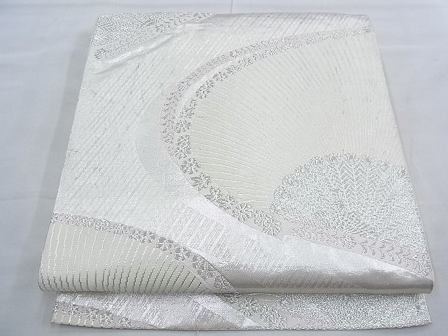 平和屋着物◎六通柄袋帯　唐織　孔雀　銀糸　逸品　BAAE5958jm