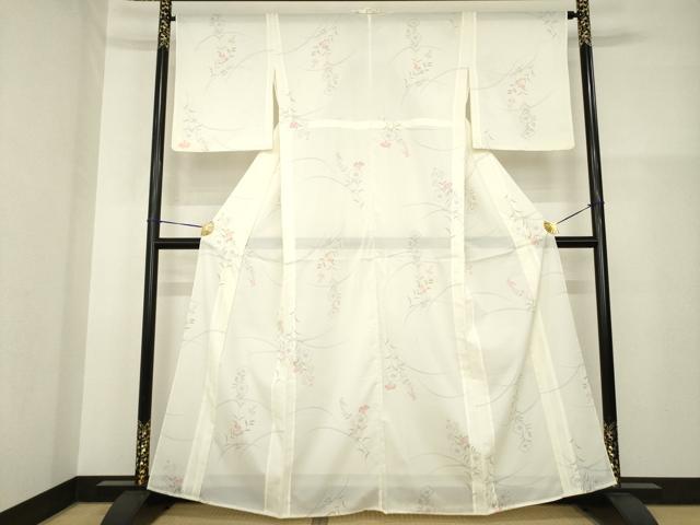 Uramono - 平和屋着物＊夏物　小紋　絽　草花文　洗える着物　AABH1939ck