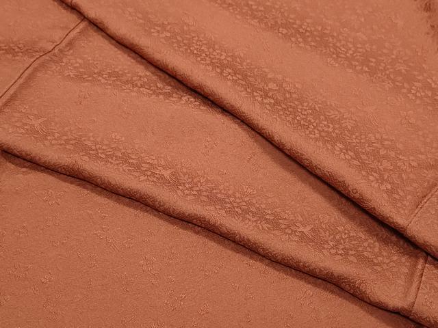 平和屋着物●上質な色無地　鳳凰草花地紋　海老茶色　さが美扱い　正絹　逸品　未使用　CAAU9949vf