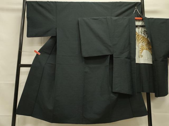 平和屋着物■男性 紬 アンサンブル 留紺色 正絹 逸品 DAAJ2823zy