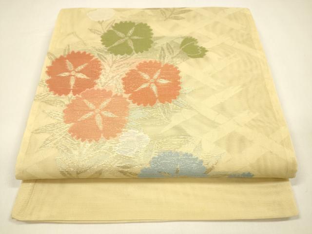 平和屋着物＊夏物 西陣 六通柄袋帯 撫子 草花文 金糸 正絹 逸品 DAAY8400cm