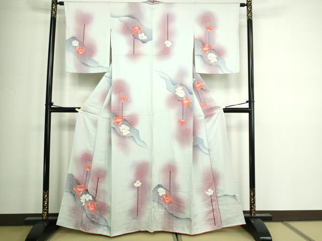 平和屋着物■上質な小紋　ろうけつ染め　枝花文　暈し染め　正絹　逸品　DAAZ9936sf