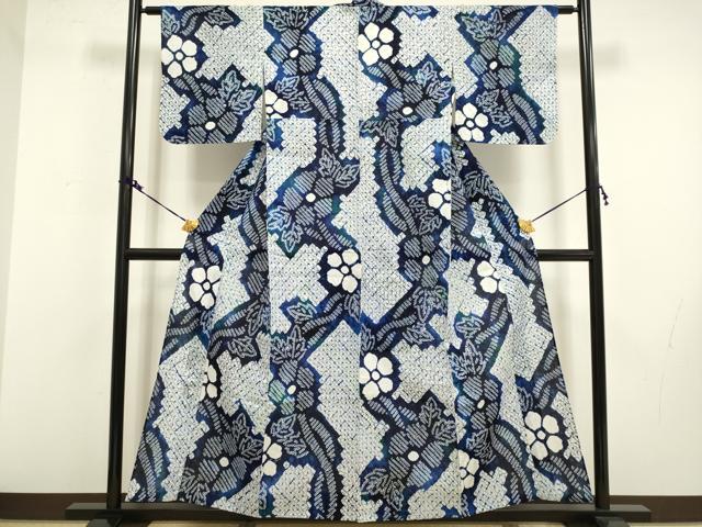 平和屋本店■極上　夏物　浴衣　有松鳴海絞り　草花文　綿　逸品　DZAA20281kh5