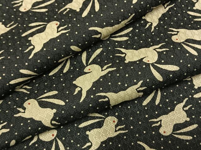 Rakuten - 平和屋着物●上質な小紋　兎　黒地　正絹　逸品　AABG4426fy
