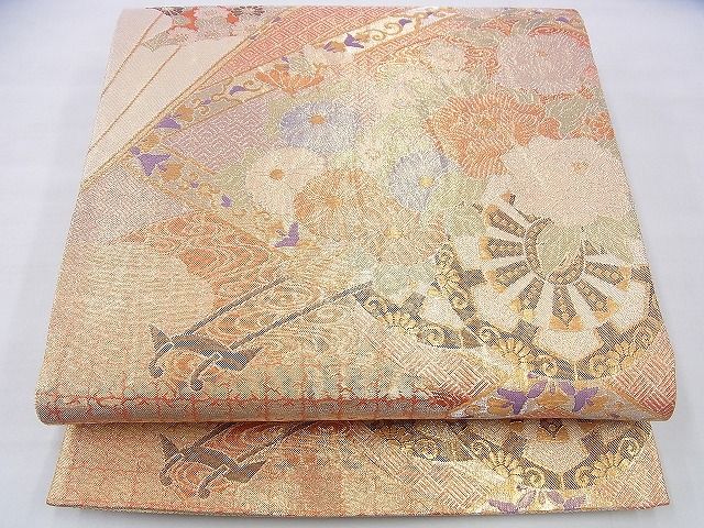 乐天商城 - 平和屋着物◎本佐賀錦　六通柄袋帯　王朝花車紋　金糸　逸品　BAAI2682th