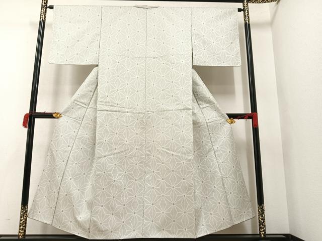 平和屋着物■上質な紬　麻の葉文様　正絹　逸品　AAAX8293ph