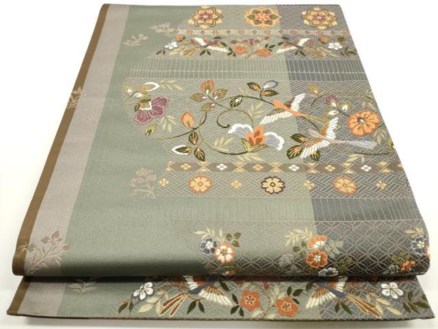 Rakuten - 平和屋着物◎六通柄袋帯　唐織　横段花鳥文　金糸　正絹　逸品　DABE8315xg