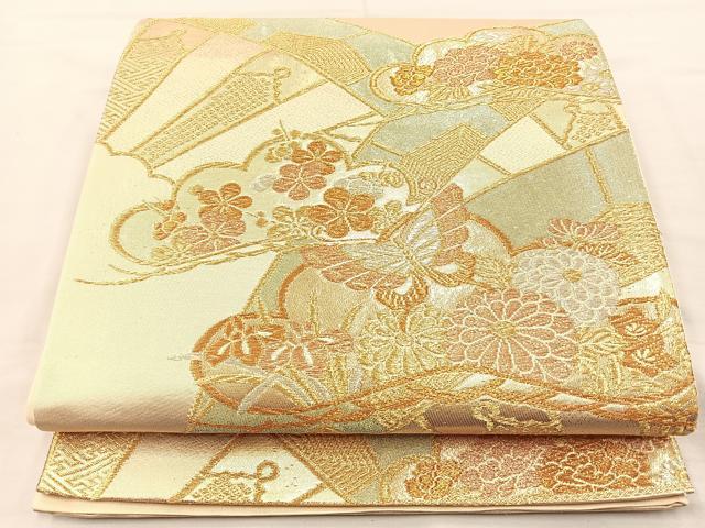 平和屋着物◎六通柄袋帯　古都の調べ　金糸　正絹　逸品　BAAM4808if