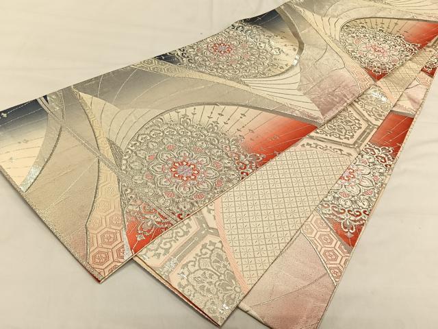平和屋着物◎両面　全通柄袋帯　唐織　正倉院花文　銀糸　正絹　逸品　CAAV1789qv