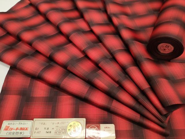 平和屋着物▼西陣　羽織・雨コート　反物　羽尺　格子　撥水　逸品　未使用　DABC4015zy