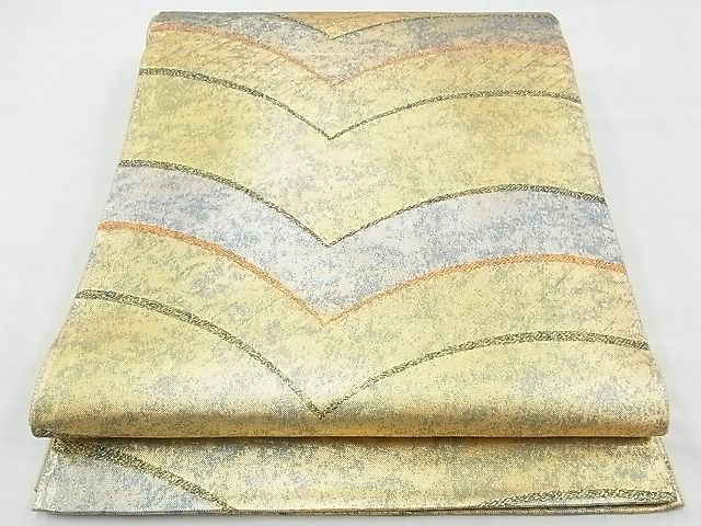 平和屋着物◎青銅佐賀錦　六通柄袋帯　幾何学文様　金銀糸　引箔　逸品　BAAE9668ns　
