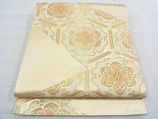 平和屋着物◎六通柄袋帯 唐織 亀甲花文 金糸 逸品 BAAE5917jm 平和屋着物◎六通柄袋帯 唐織 亀甲花文 金糸 逸品 BAAE5917jm