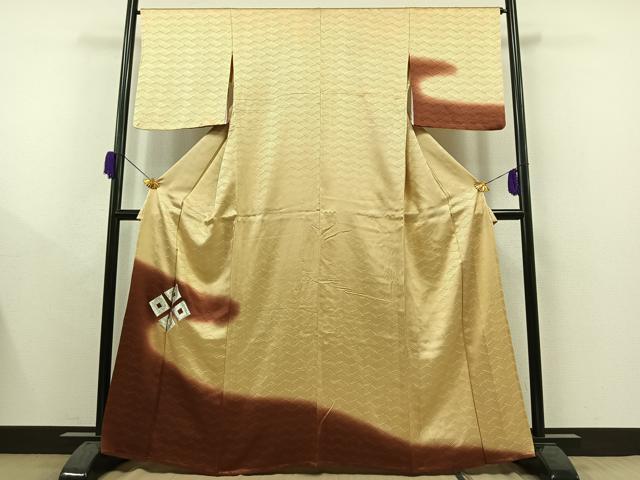 Full-Length Under-Kimono - 平和屋着物▽訪問着　単衣　刺繍　菱文　暈し染め　銀糸　正絹　逸品　AAAY9419jh