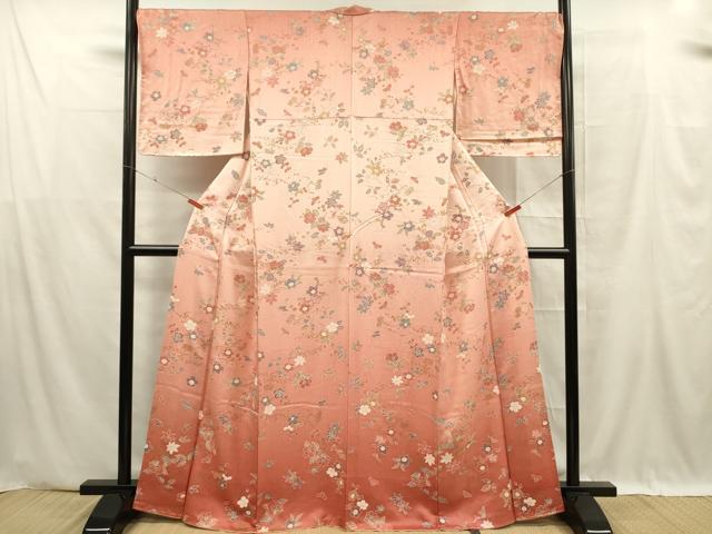 平和屋着物■訪問着　草花文　暈し染め　正絹　逸品　DABF0605ya