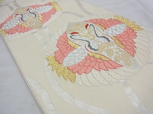 平和屋着物◎六通柄袋帯　唐織　向鶴　金銀糸　逸品　BAAE3366du