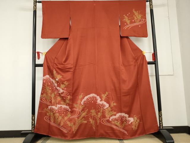 Uramono - 平和屋着物●訪問着　絞り　刺繍　流水枝花文　金彩　正絹　逸品　未使用　AABD6205cs