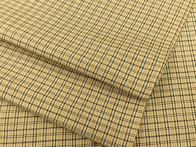 平和屋着物▽上質な紬　単衣　格子柄　正絹　逸品　BAAS8808ui