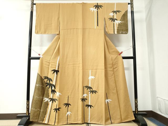 平和屋着物●訪問着　雪輪鹿の子笹竹文　金銀彩　正絹　逸品　CAAU2316yc