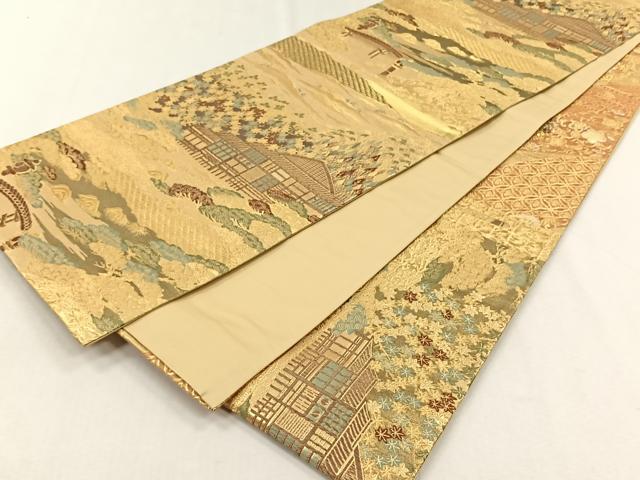 Rakuten - 平和屋着物◎両方向　全通柄袋帯　風景文　金糸　正絹　逸品　未使用　CABH7300yk