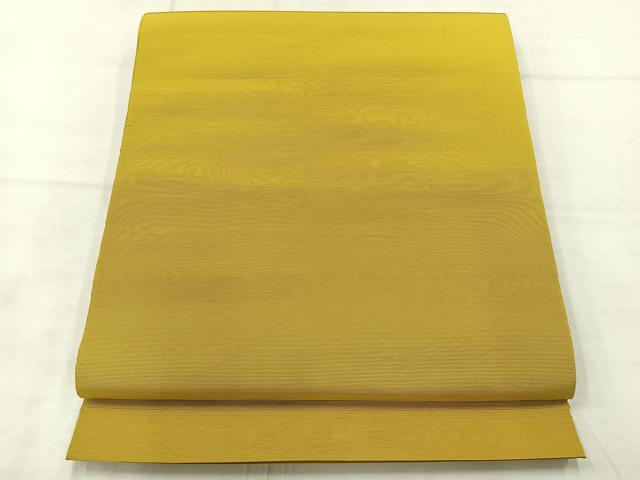 平和屋着物◎本場筑前博多織　八寸名古屋帯　単衣帯　金糸雀色　証紙付き　正絹　逸品　AABE2949uk