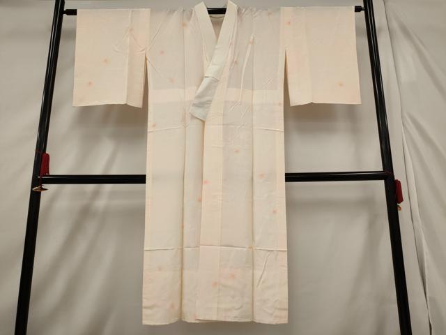 ■■■　サイズ　■■■ 身丈 132cm（肩から） 裄丈 63.5cm 袖丈 47.5cm　縫込み 4.5cm 袖幅 31.5cm 前幅 27.5cm 後幅 31cm 着物縫いこみ 内揚げ 5.5cm 裄 お袖側 約3.5cm　身頃側 約1.5cm ■■■　商品詳細　■■■ 【正絹】 状態は画像を添付しておりますので、そちらをご確認下さいますよう宜しくお願い致します。 大変上質な逸品になります。 お安く出品致しますので、是非この機会にいかがでしょうか？ ■■■　注意事項　■■■ ■モニター発色の具合により色合いが異なる場合がございます。 ■寸法は多少の誤差が生じる場合がございますのでご了承ください。 ■縫込みの長さが左右非対称の場合は短い部分を記載しております。 左右非対称であってもご返品・お値引き等の保証は出来かねますので、ご了承の上ご購入をお願い致します。 ■シミ等のチェックには注意を払っておりますが、見落としがある場合もございますし、個人の見解も様々ですので神経質な方のご購入はお控えください。 ■箪笥に入っておりました着物や帯なので畳みシワや匂いがあるものもございます。 ■お休みは基本的に土日祝となりますが、その他臨時でお休みする場合がございますのでご了承ください。 ■商品の発送は平日のみの発送となります。 ■夜間と土曜、日曜日はお問い合わせの回答が遅れる場合がございます。 ■当店では、お直し、紋入れ、お手入れ等は承っておりません。 ■生地の状態（ヤケ、経年劣化等）によってはサイズ直しが出来ない場合がございます。 その点もどうかご了承のうえ、ご購入をお願いいたします。 ■弊社で取り扱う商品は一点ものにつき、時期や在庫状況に応じて金額が変更となる場合がございます。 ■検針は行っておりません。予めご了承いただきますようお願いいたします。 ■【洗える着物】と記載のある商品におきましては、商品お届け後に洗濯を行ってしまってからのご返品にはご対応しかねます。 念の為、専門店でのお手入れをお願いいたします。 ■着物のサイズ目安は下記を参考ください↓ ＜女性着物＞　お端折り次第で＋5cm　−1cmが着用可能サイズ 　例）身丈170cmの場合、身長160cm〜175cm ＜男性着物＞　身丈＋約25cm〜27cm程が適応身長 　例）身丈155cmの場合、身長180〜182cm