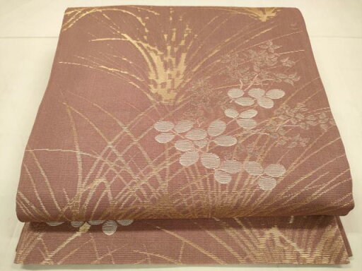 平和屋着物*夏物 六通柄袋帯 草葉文 金銀糸 正絹 逸品 DAAT7376cm 平和屋着物*夏物 六通柄袋帯 草葉文 金銀糸 正絹 逸品 DAAT7376cm