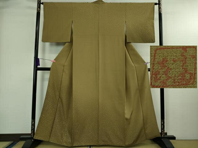 平和屋本店●極上　人間国宝　福田喜三郎　訪問着　箔散らし　油色地　暈し染め　金彩　逸品　DZAB4027kh6