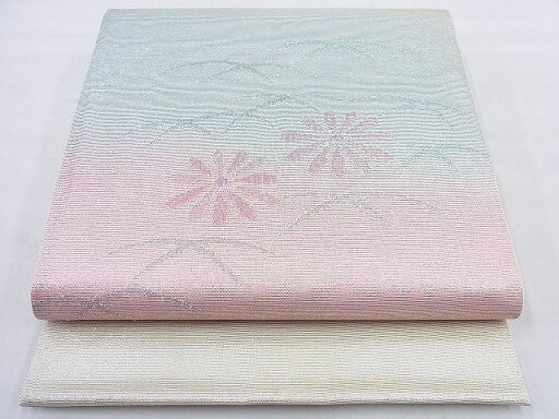 平和屋着物◎太鼓柄袋帯 草花文 銀糸 逸品 BAAH8334wk 平和屋着物◎太鼓柄袋帯 草花文 銀糸 逸品 BAAH8334wk