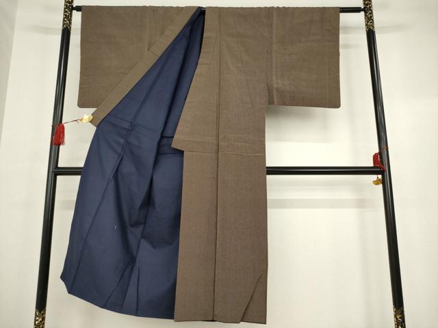 平和屋着物●男性　紬　縞　正絹　逸品　AAAQ4092ck