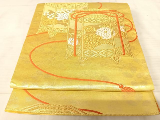 Other - 平和屋着物◎六通柄袋帯　唐織　貝桶花文　金銀糸　正絹　逸品　AAAV5473yx