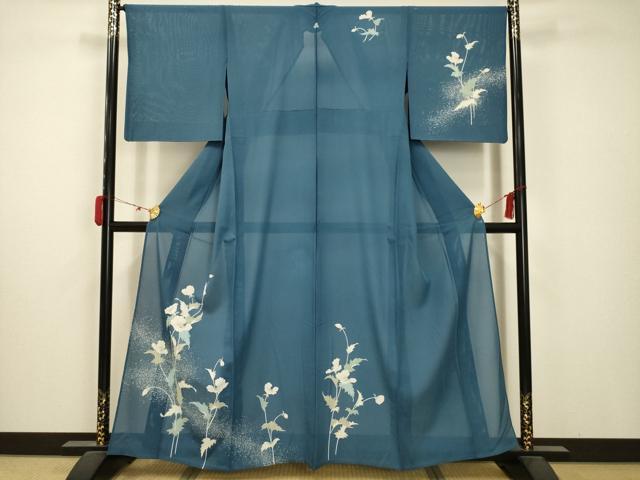 平和屋着物＊夏物　訪問着　絽　草花文　正絹　逸品　AABA5761sx