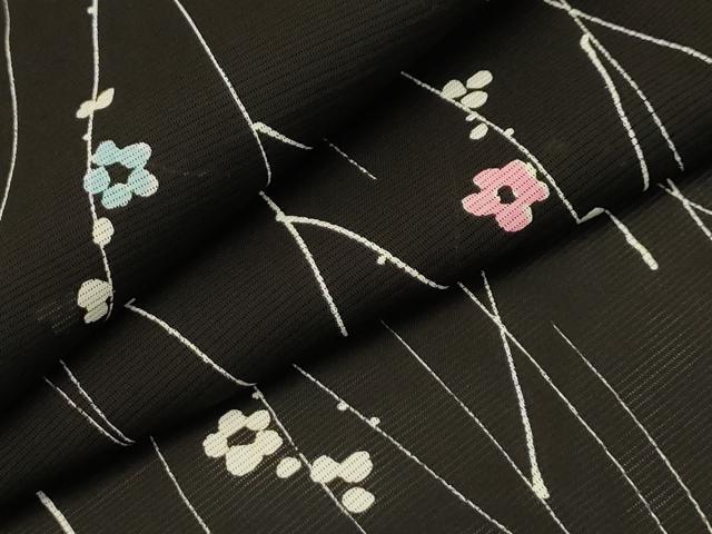 Kimono - 平和屋着物＊夏物　小紋　絽　枝花文　正絹　逸品　AABA5763sx