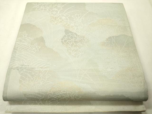 平和屋着物＊夏物　六通柄袋帯　草花文　金銀糸　正絹　逸品　CAAS3460eg